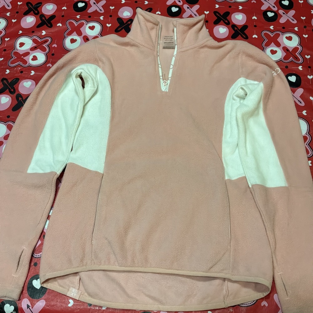 Roxy Pink And White Soft Girl Balletcore Fleece‎ Half-Zip Sweatshirt Xs  $68